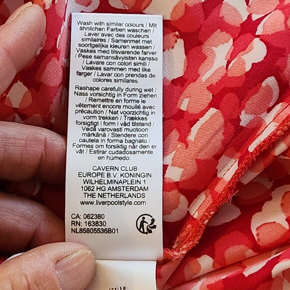 Liverpool Los Angeles Petite V-Neck Flutter Sleeve Blouse Top Shirt Watermelon - Picture 7 of 11